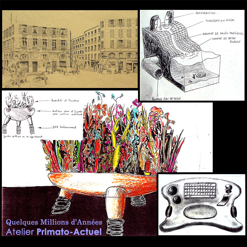 Divers projets des Ateliers prospectifs Primato-Actuel, École nationale supérieure de création industrielle, Paris 1986-91